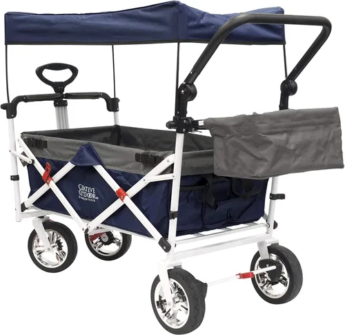 Creative Outdoor Distributor Carro de empuje para niños, plegable con toldo extraíble, azul marino