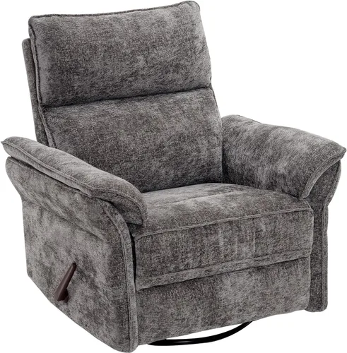 Miniatura 11 de Rocking Chair Nursery with Adjustable Headrest,Manual Swivel Rocker Recliner Nursery Chair with Overstuffed Armrest,Glider Rocker Recliner for
