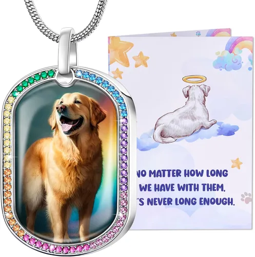 Miniatura 15 de Fanery Sue Collar personalizado para cenizas de mascotas para perros y gatos, foto y texto personalizados, regalo de condolencia, regalo de cremación