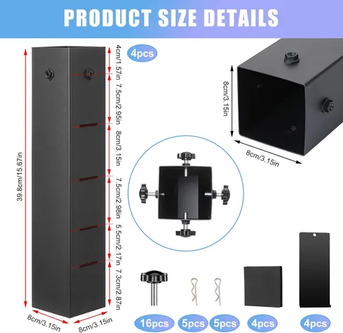 Miniatura 2 de MorningRo Paquete de 4 elevadores de cama de metal para dormitorio, 3.15 pulgadas de diámetro, cuadrados de acero al carbono, para muebles, mesa