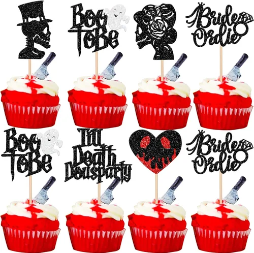 Miniatura 12 de Rsstarxi Paquete de 24 adornos para cupcakes Little Boo con purpurina, bruja, gato, calabaza, castillo, fantasma, magdalenas, alimentos, decoración