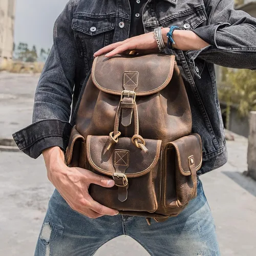 Miniatura 2 de Polare - Mochila vintage de cuero de grano completo para hombre y mujer