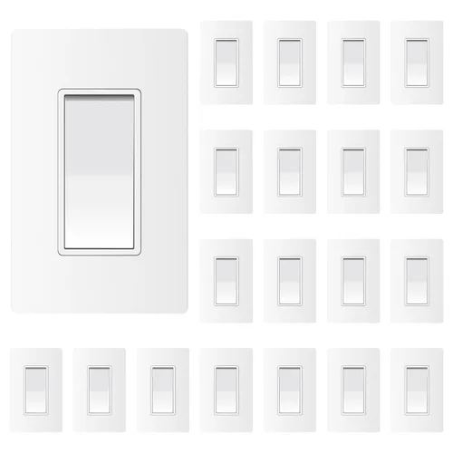 Miniatura 23 de ThunderWay - Interruptor de luz para decoración de 3 vías con placas de pared, 15 A 120/277 V, interruptores basculantes de pared Decora de tres