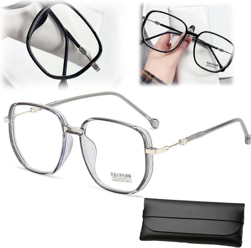 Miniatura 8 de Lentes de lectura portátiles a la moda para mujer, anti luz azul, cuadrados, con bloqueo de luz azul, portátiles ultraligeros (negro, 0)