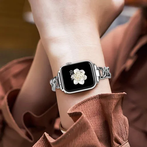 Miniatura 6 de Compatible con Apple Watch Band para mujer y hombre de 1.614 in 1.575 in 1.496 in 1.732 in 1.772 in 1.654 in Ultra 1.929 in, pulsera de acero