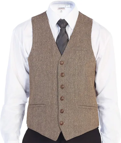 Miniatura 91 de Gioberti Chaleco de tweed formal de 6 botones para hombres