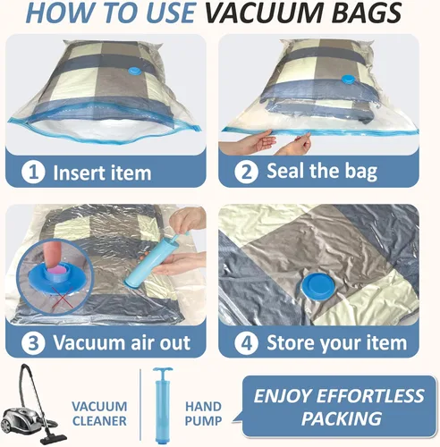 Miniatura 7 de Cozy Essential Vacuum Storage Bags, 80% Compression Vacuum Seal Space Saver Plastic Packaging Bags for Clothes, Blankets, Pillow, Bedding