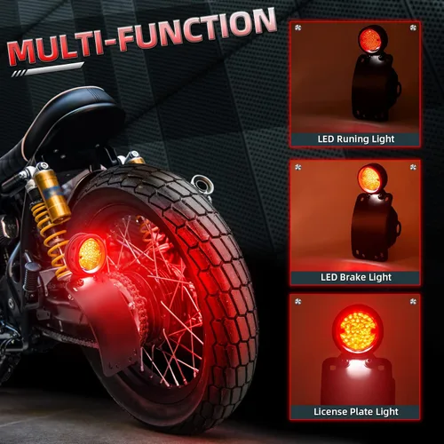 Miniatura 4 de Amazicha Luz de freno trasera LED para motocicleta de 3/4 pulgadas con soporte, IP67 impermeable para placa de matrícula de montaje lateral