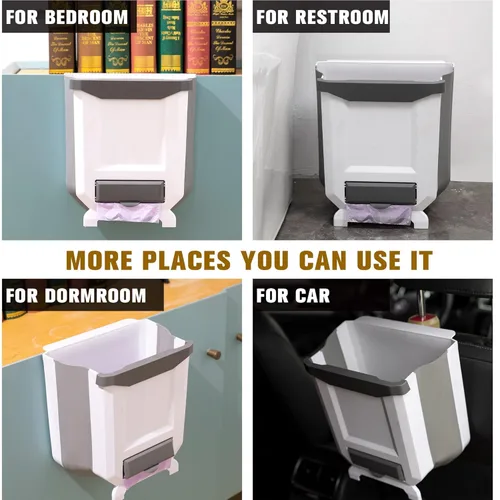 Miniatura 8 de Viene con un contenedor de compostaje que contiene 20 bolsas de basura, botes de basura plegables para cocina y baño, adecuado para automóviles