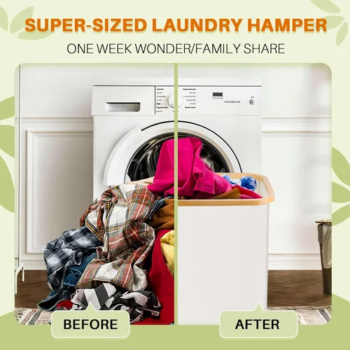 Miniatura 2 de Cesto para ropa sucia de 3 secciones, 145L cesto para ropa sucia con tapa, organizador de cesta de lavandería extragrande con bolsas interiores Beige