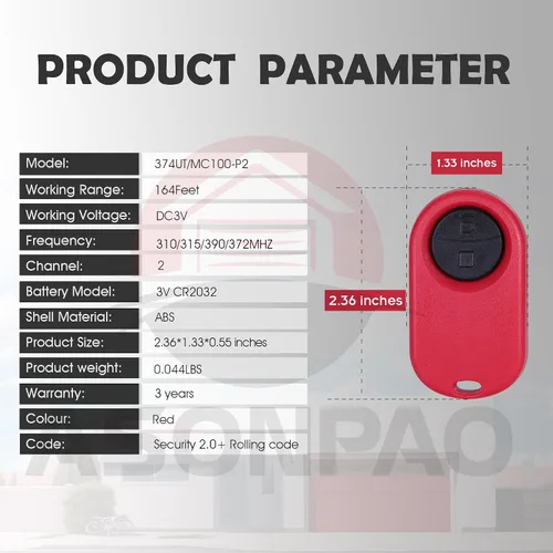 Miniatura 8 de LiftMaster 374UT - Control remoto universal para puerta de garaje, paquete de 2