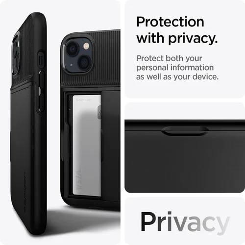 Miniatura 4 de Spigen Slim Armor CS - Funda compatible con ranura para tarjetas iPhone 13, color negro