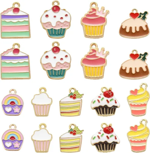 Miniatura 19 de Encantos de esmalte de postre de comida de caramelo piruleta, Metal