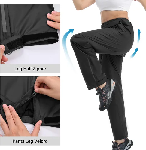 Miniatura 3 de Pantalones de lluvia para mujer, impermeables, ligeros, transpirables, senderismo, ciclismo, al aire libre, con bolsillo