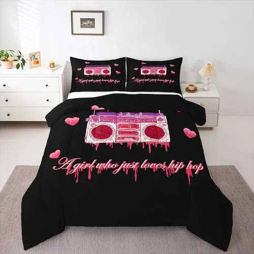 Miniatura 23 de Juego de ropa de cama de guitarra, tamaño individual para niños y niñas, juego de edredón con teclados de piano, temática musical, inserto