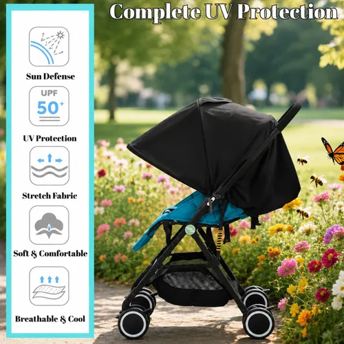 Miniatura 2 de LweiPsqLin Parasol para cochecito de bebé, impermeable, UPF50+, cubierta opaca Lycra ligera con malla ventilada Se adapta a asiento de automóvil