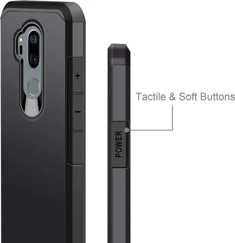Miniatura 4 de J&D Funda protectora resistente de doble capa híbrida a prueba de golpes para LG G7 ThinQ, funda protectora resistente, color negro