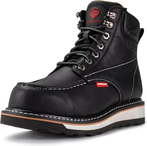 Miniatura 9 de SUREWAY Mens Heavy Duty Soft/Composite/Steel Toe Work Boots for Men-Comfortable,GoodyearWelt,Full Grain Leather,6 in Wedge Moc Toe Construction
