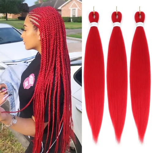 Miniatura 16 de Ginger Braiding Hair Pre Stretched #350 Easy Braids Yaki Texture Professional Synthetic Braiding Hair 30 Inches Hot Water Setting for Box Crochet