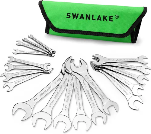 Miniatura 8 de SWANLAKE - Juego de llaves de extremo abierto superfinas de 9 piezas, SAE 1/4", 9/32", 5/16", 3/8", 11/32", 13/32", 7/16", 1/2", 9/16", 11/16