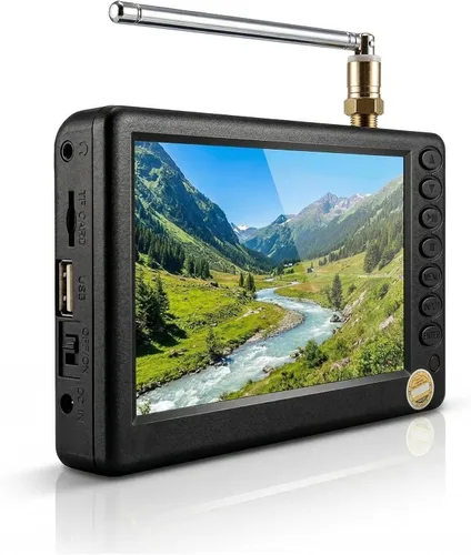 TV digital de 5 pulgadas, 1080P 2 en 1 con radio FM, batería recargable, USB, conector para auriculares, ranura para tarjeta de memoria, para niños,