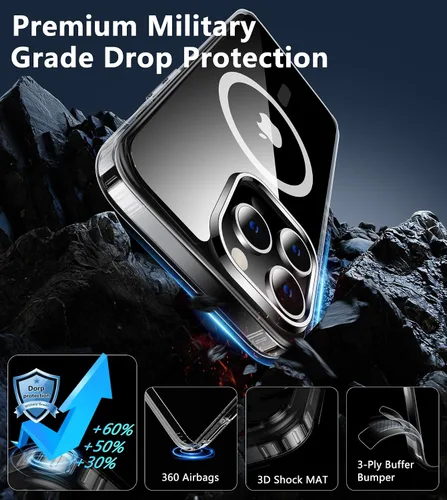 Miniatura 526 de FNTCASE Funda para iPhone 13 Pro-Max: Fundas magnéticas transparentes compatibles con Magsafe Slim anti amarillamiento protección contra caídas