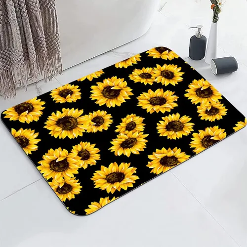 Miniatura 9 de YISUMEI Bonito tapete de baño con diseño de gato negro, antideslizante, de súper absorción, con parte trasera de goma, se adapta debajo del baño