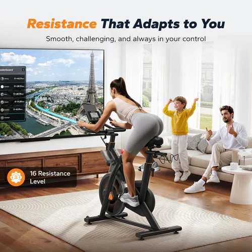 Miniatura 4 de MERACH Bicicleta de Ejercicio, Bicicleta Estática con Pastillas de Freno y App Exclusiva, Bicicleta de Ciclismo Interior de Bajo Ruido con Capacidad