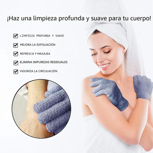 Miniatura 3 de Evridwear Guantes de baño exfoliantes de doble textura para ducha, spa, masaje y exfoliaciones corporales, removedor de células muertas de la piel