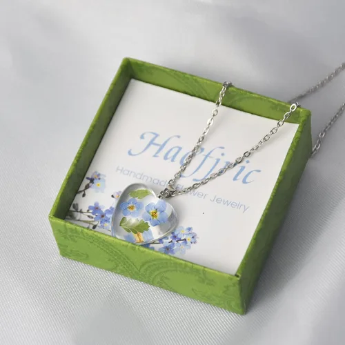 Miniatura 38 de Collar de flores silvestres prensadas con encaje de Forget-Me-Not y Queen Anne Collar de flores prensadas de oro Collares hechos a mano