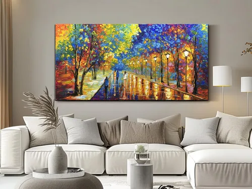 Miniatura 5 de Tyed Art - Pinturas al óleo de 24 x 48 pulgadas sobre lienzo, arte 100% pintado a mano, obra de arte contemporánea, obra de arte abstracta, arte