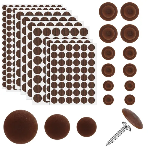 Miniatura 9 de Eersida 100 piezas de tapas para tornillos autoperforantes de plástico y 580 piezas de pegatinas autoadhesivas para cubrir agujeros de tornillos