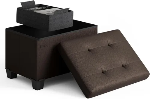 Miniatura 92 de Cubo otomano de almacenamiento con cubo pequeño, otomana cuadrada de 15 pulgadas con almacenamiento para sala de estar y dormitorio, reposapiés