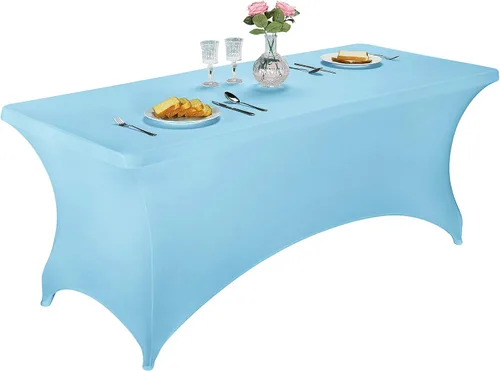 Miniatura 61 de LZY Cubierta de Mesa Elástica Ajustable de Spandex para Mesa Plegable de 6 pies, 4 pies o 8 pies, Mantel de Cóctel Rectangular, Perfecto para Champn