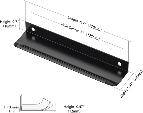 Miniatura 3 de Ravinte Hardware Paquete de 6 Manijas Doradas para Gabinete, Tiradores de Borde de Dedo de 3 Pulgadas (76mm), Centro de Orificio de 2 Pulgadas