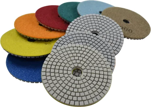 Almohadillas de pulido de diamante Wet Buff 4 pulgadas 7 pasos gancho y bucle para lijar piedra mármol granito