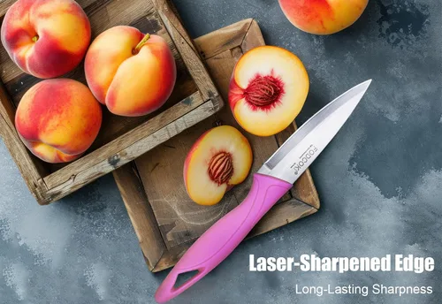 Miniatura 6 de Cuchillo de pelar de 4 pulgadas, juego de 4 cuchillos de pelar de frutas con funda de protección, pequeño cuchillo de pelado y corte afilado