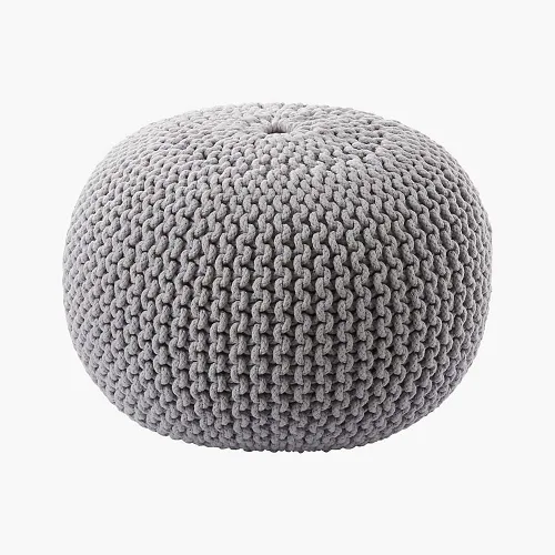 Miniatura 11 de FRELISH DECOR Puf Otomano Redondo Tejido a Mano 100% Algodón Puf Reposapiés - Saco de Frijoles Tejido - Silla de Piso para Sala de Estar Dormitorio