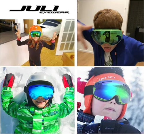 Miniatura 2 de Juli - Gafas de esquí para niños, lentes esféricas intercambiables de doble capa, gafas de nieve OTG antivaho para snowboard y patinaje de 4 a 16