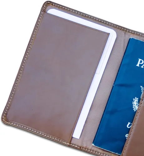 Miniatura 4 de Dacasso - Soporte para pasaporte de piel, color marrón rústico (A3242)