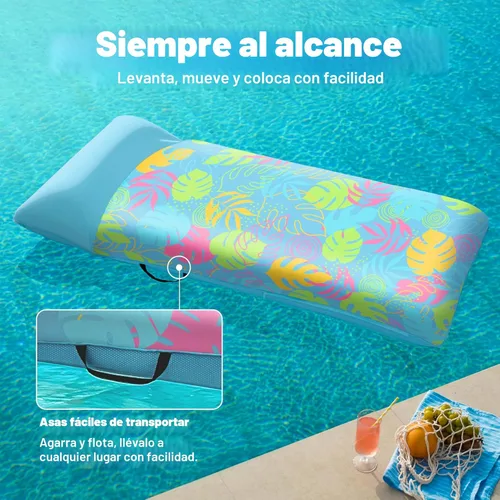 Miniatura 5 de SLOOSH Tumbona inflable para piscina, flotadores de tela XL para adultos, tumbona flotante de agua ultra cómoda con reposacabezas para playa, lago