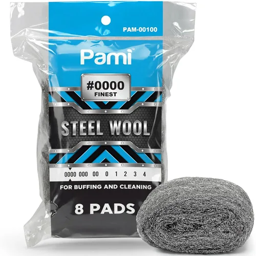 Miniatura 10 de PAMI Almohadillas de lana de acero ultra suaves sin arañazos grado 0000 para limpieza de vidrio (Paquete de 8) (#000 - Extra fino)