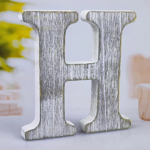 Miniatura 16 de Letras de madera de 8 pulgadas, letras de madera rústica sin terminar para decoración de pared, letras decorativas en pie, cortes de letras, letrero
