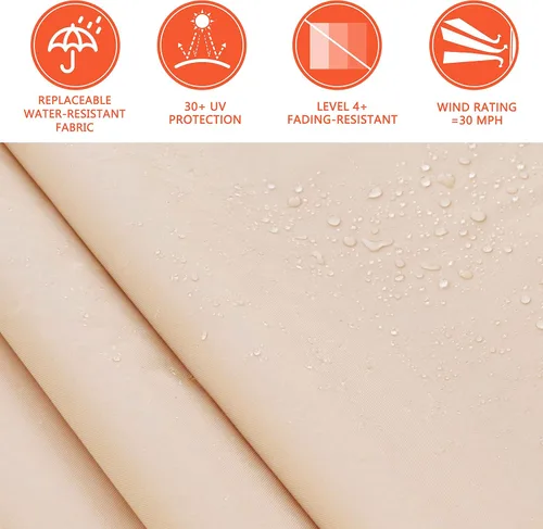 Miniatura 3 de MUPATER Toldo retráctil de 10 x 8 pies para patio, refugio al aire libre para terraza con manivela manual, proyección de 96 pulgadas, beige