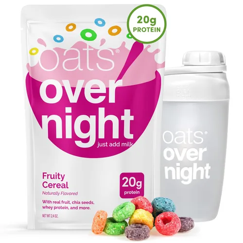 Miniatura 8 de Oats Overnight Fruity Cereal - Avena durante la noche con 0.71 onzas de proteína, batido de proteína de desayuno alto en fibra, avena sin gluten