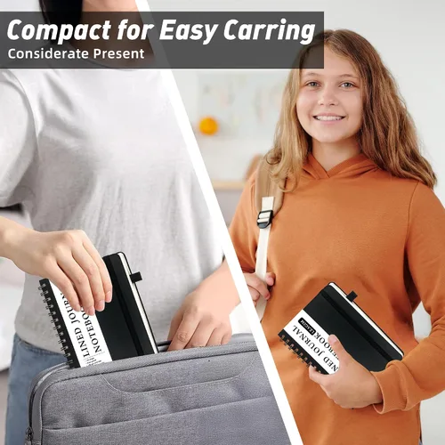 Miniatura 7 de LEAGIM Cuaderno rayado en espiral para mujeres y hombres, cuaderno de tapa dura con rayas universitarias para trabajo y toma de notas, diarios