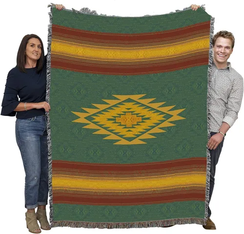 Miniatura 17 de Pure Country Weavers Manta Baja – Inspirada en los nativos americanos del suroeste – Manta de regalo tejida de algodón – Fabricada en los Estados