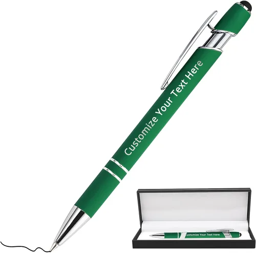 Miniatura 13 de Aolun 108 bolígrafos personalizados al por mayor con stylus grabado, bolígrafos personalizados, metal suave al tacto, grabado de nombre, logotipo