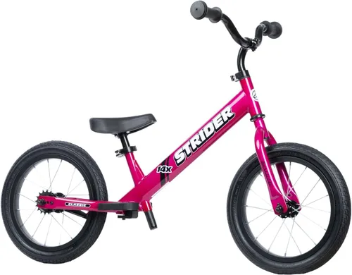 Strider 14x - Bicicleta de equilibrio para niños de 3 a 7 años - Incluye agarres personalizados, asiento acolchado, reposapiés de rendimiento y