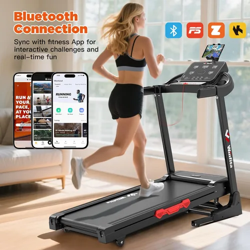 Miniatura 7 de 3.5HP Folding Treadmills for Home with Incline Optional, 300 lbs Capacity, 8.0MPH Speed, 17'' Wide Belt, App Connection, 64 Programs, BMI Detector